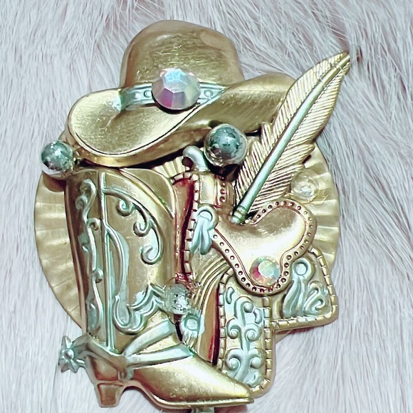 Vintage western gold and silver toned brooch - Picture 4 of 5